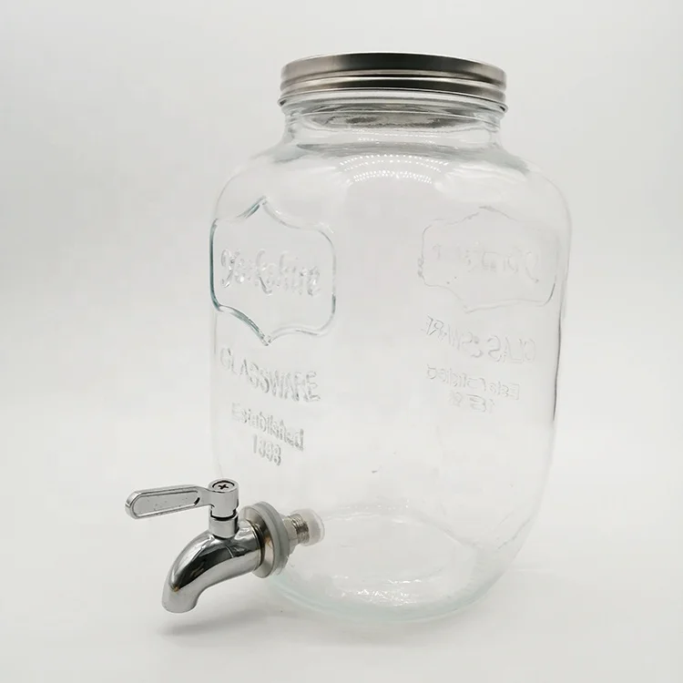 4L 5L 8L Large Storage Glass Jar With Pour Spout For Water Beverage  Reusable Food Grade Glass Big Jars Bottles - Buy 4L 5L 8L Large Storage Glass  Jar With Pour Spout