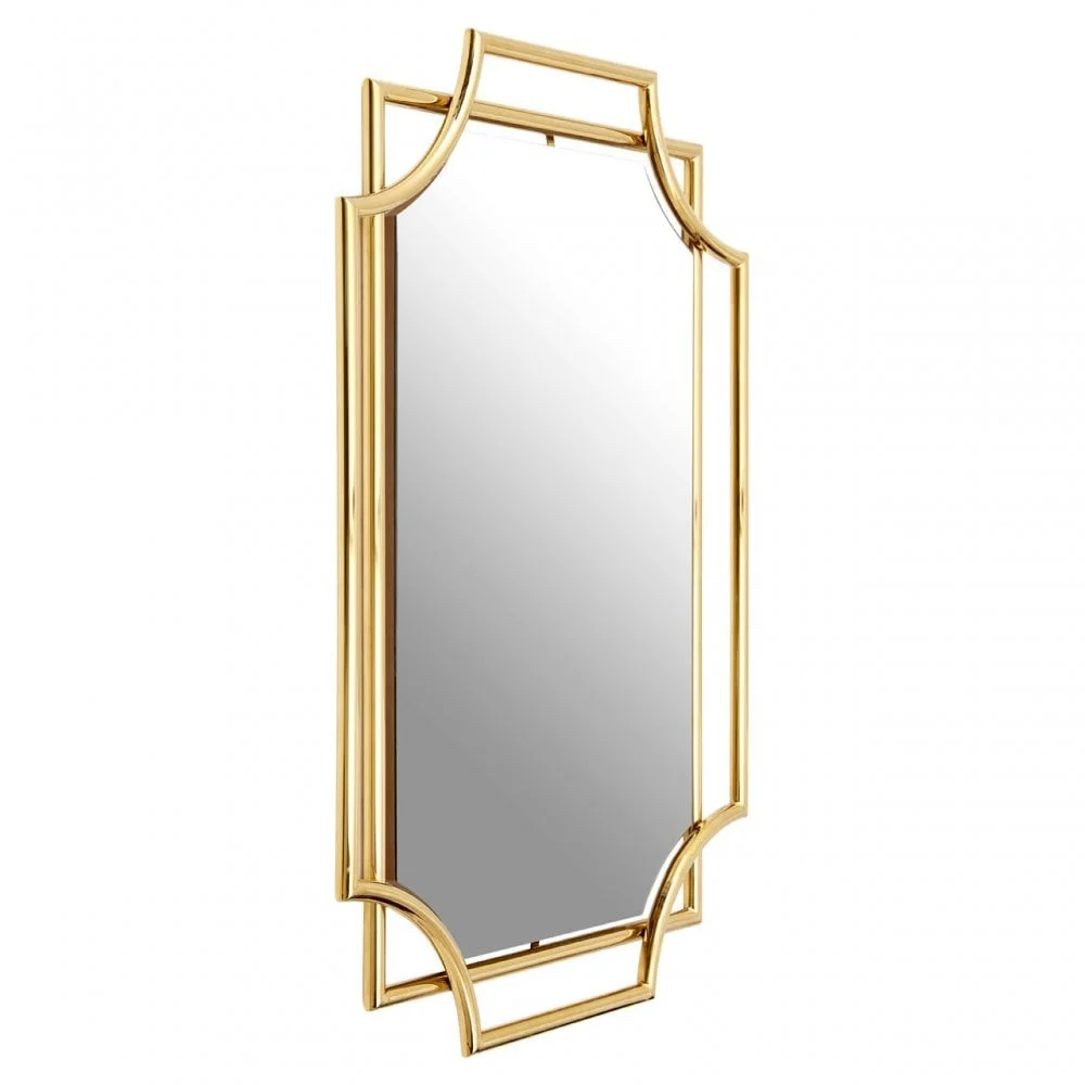 Rectangular Luxury Style Overlapped Design Wall Mirror Stainless Steel Gold Finish Living Room Wall Mirrors for Hotel Home Decor