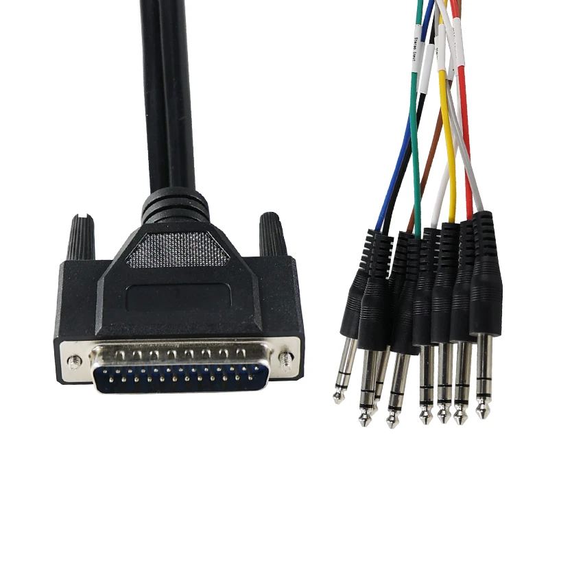 8-Way DB25 to DC Jack 3.5mm Audio Cable Splitter Quick D SUB 25 Pin with Round Split Black Cable of 1m 2m 10m Lengths