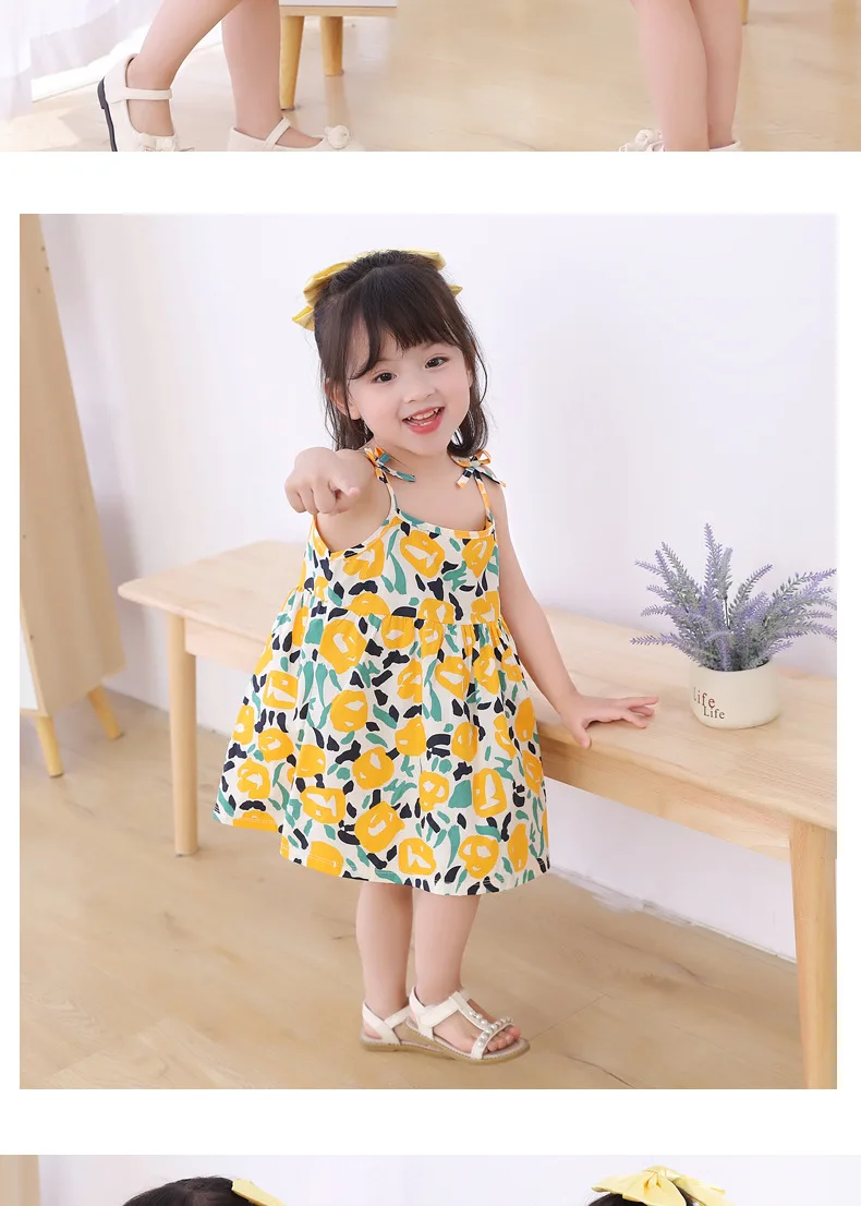 Spaghetti Strap Floral Cute Kids Dresses 4 Year Old Girl Dress 2023 New ...