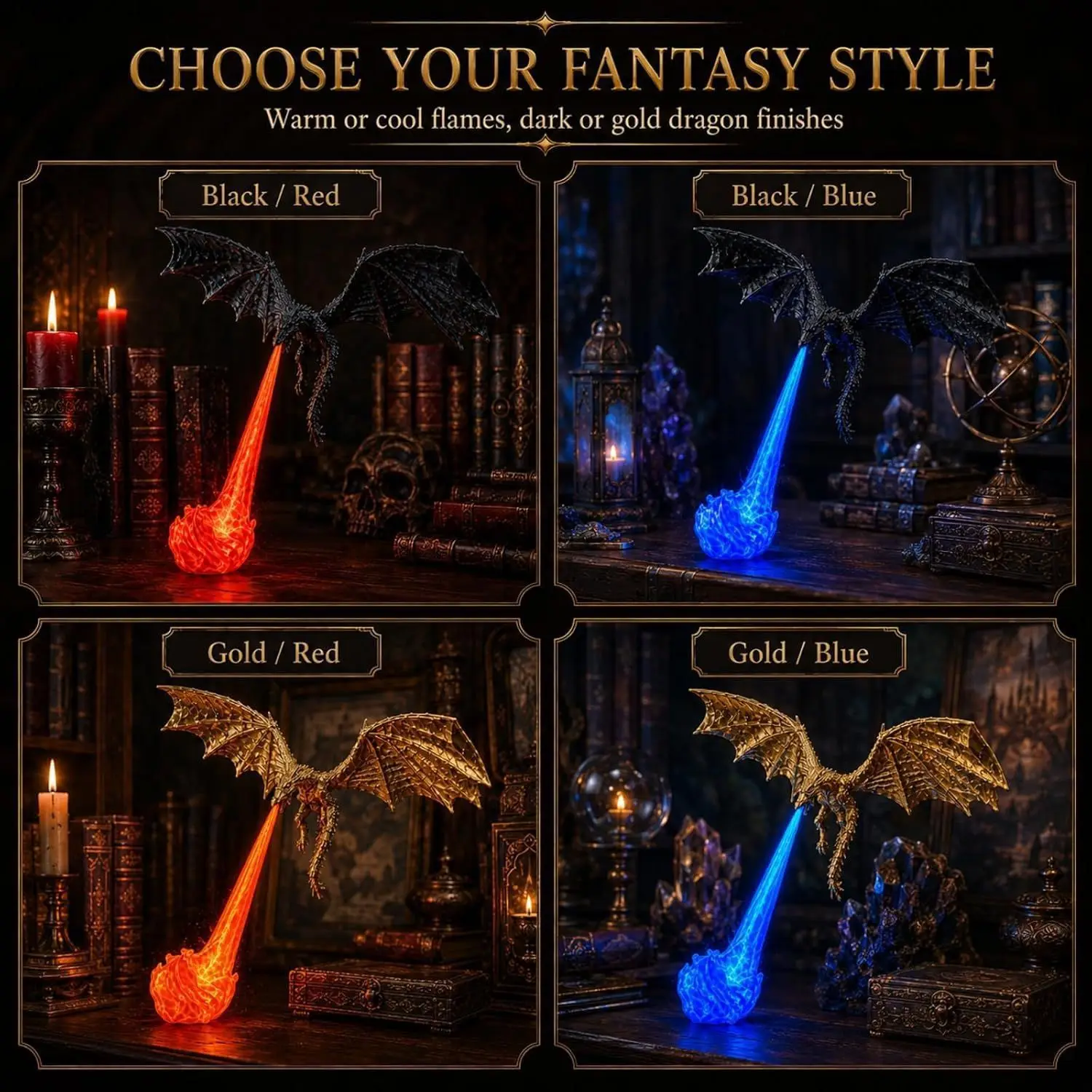 Dragon Book Nook Light Fire Breathing LED Night Lamp Modern Minimalist 3D Printed PLA Bookshelf Decor Corner Light for Gaming