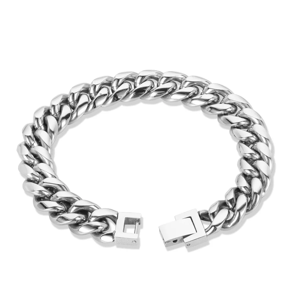 Rq Titanium Cuban Link Cadena De Oro Mens Miami Stainless Steel 14k 18k ...