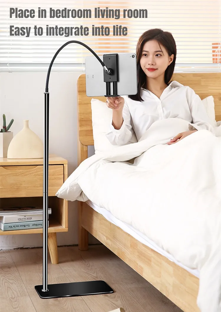 Adjustable 135cm Floor Gooseneck Tablet Smartphone Bed Stand Mobile Phone Holder