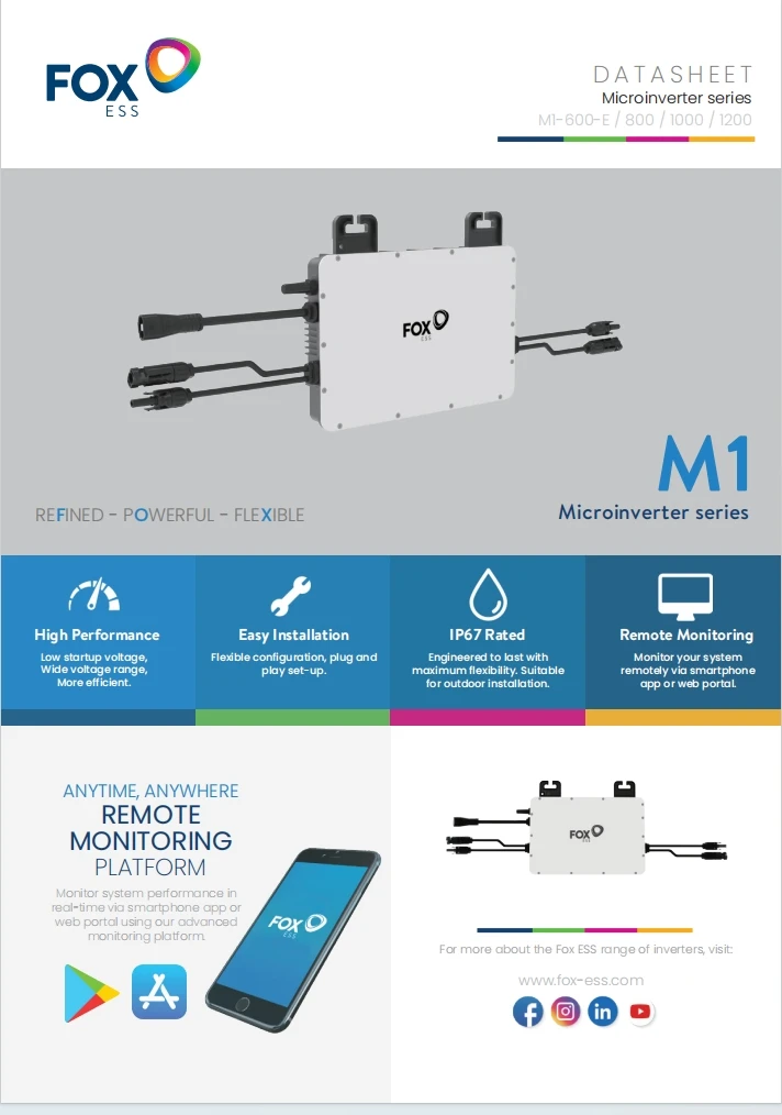 Fox Ess Micro Inverter M1-800-E - 800W Solar Efficiency