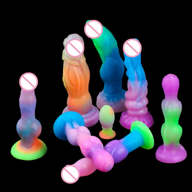 Colorful Luminous Realistic Dildo Juguetes Para Sexo Anal Expand Glow in  the Dark Adult Anal Toys Silicone Butt Plug
