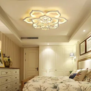 JACKSUN Flower Crystal LED Ceiling Lamp for Living Room Bedroom Study High Sensitivity Acrylic Cover Ceiling Pendant Light