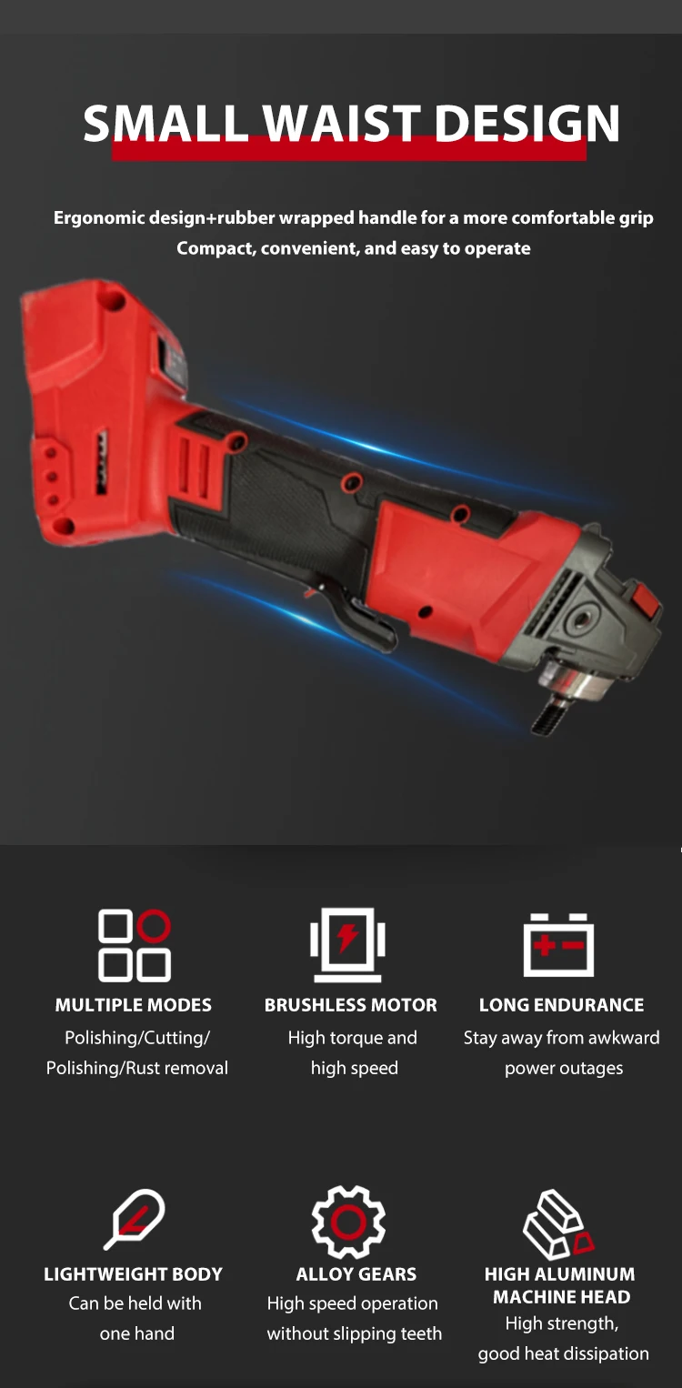 Customized Brushless 20v Cordless Angle Grinder 115mm Metal Concrete ...