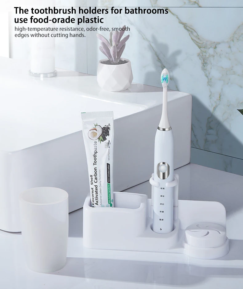 Bathroom Toothbrush Holder Electric Toothbrush Holder Organizer Countertop Toothpaste Storage