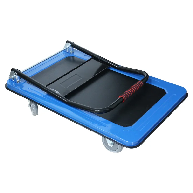 High load blue heavy duty folding steel platform trolley 200kg factory