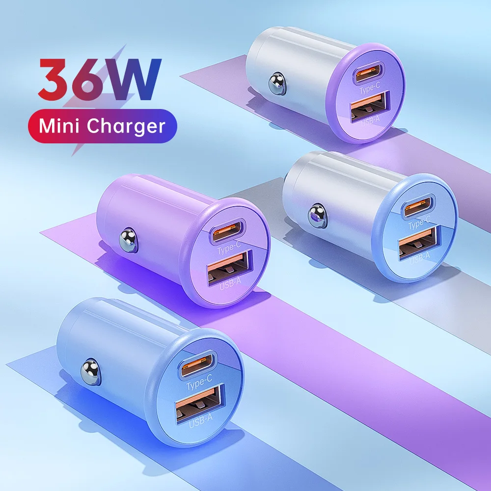 Car Charger Phone Multiple Color 36W Mi Custom Logo Mobile Dual Port USB TYPE C PD 30W Super Fast Charging Car Phone Charger