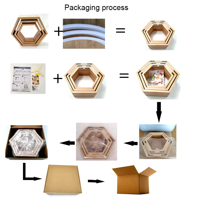 3 Piece Floating Wall Shelf Set Walnut Square Hanging Wall Storage