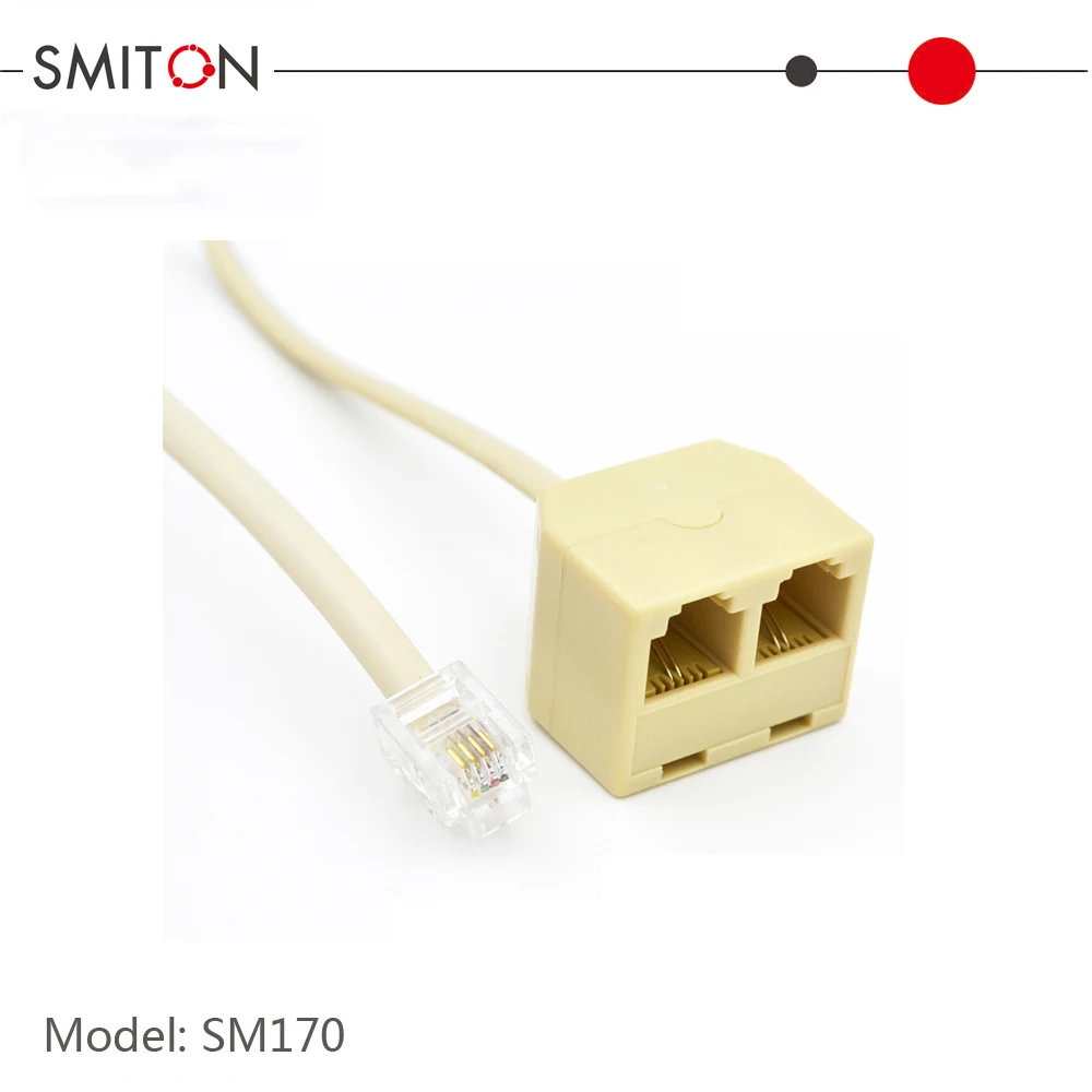 RJ11 6P4C Two Way Telephone Splitters Male to Female Converter Cable ...