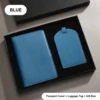 Set de funda azul para pasaporte + etiqueta para equipaje 01