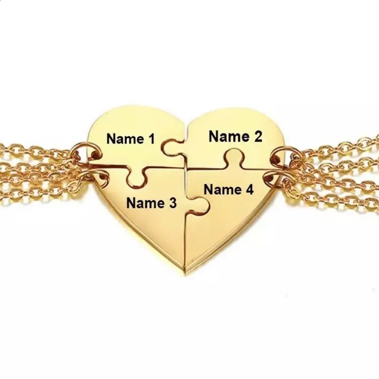 Personalized Joining Heart BFF Friendship Necklaces (4 Necklaces)  Engravings | forum.iktva.sa