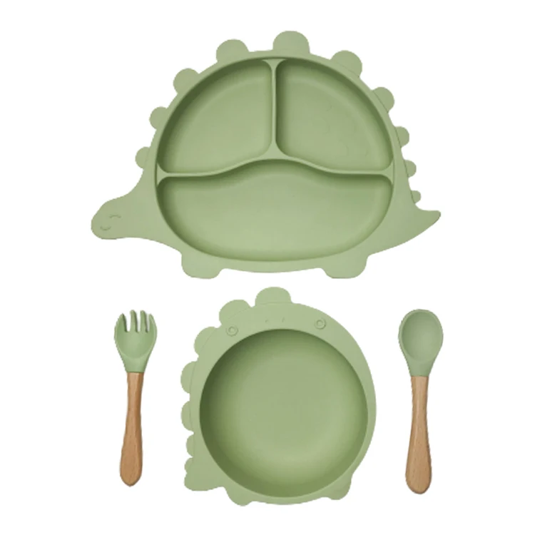 MHC Custom Newborn Dinner Set Waterproof Silicone Suction Bowl Spoon Ceramic Plate Kid-Friendly Food Grade Baby Set Box