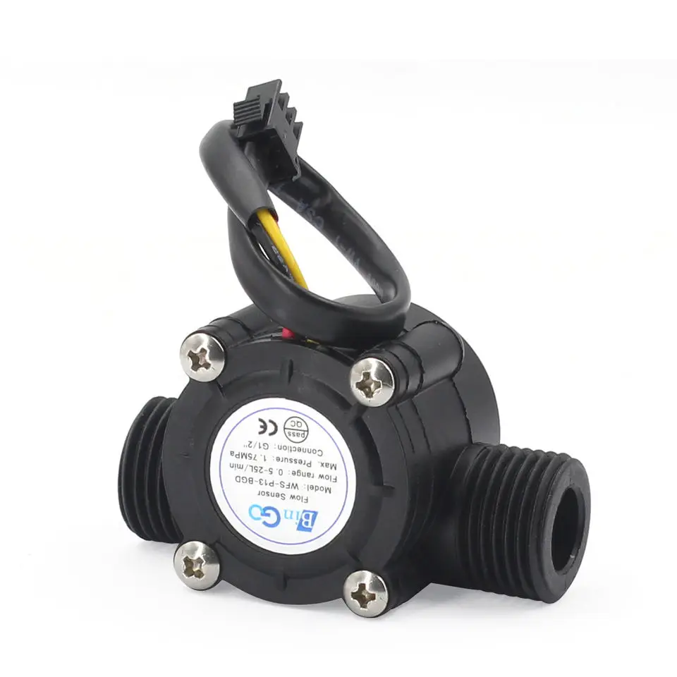 YF-S201C G1/2 Inch Water Flow Sensor Food-Grade Switch Hall Effect Flowmeter Fluid Meter Counter 1-30L/min 5-15V  Black
