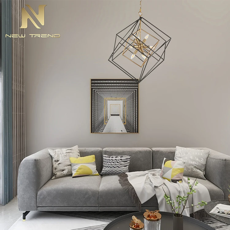 P6647PA Modern Design Indoor Decoration Shop Restaurant Home Iron Frame Cube Led Chandelier
