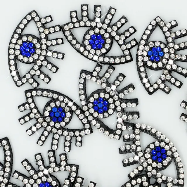 NEW Iron On Patch Evil Eye Rhinestone Sequin Patch  DIY Jewelry Cloth Accessories