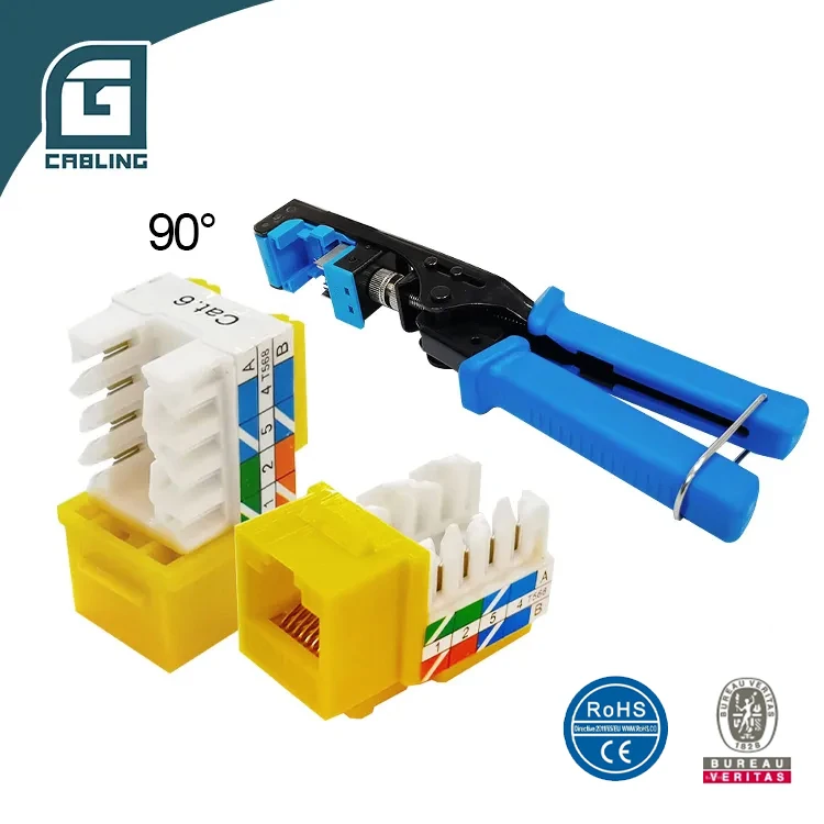 Gcabling Network 8P8C Modular Outlet Cat 5 6 6a Ethernet Connector Cat5e Cat6 Cat6a Module Jack RJ45 Keystone Jack