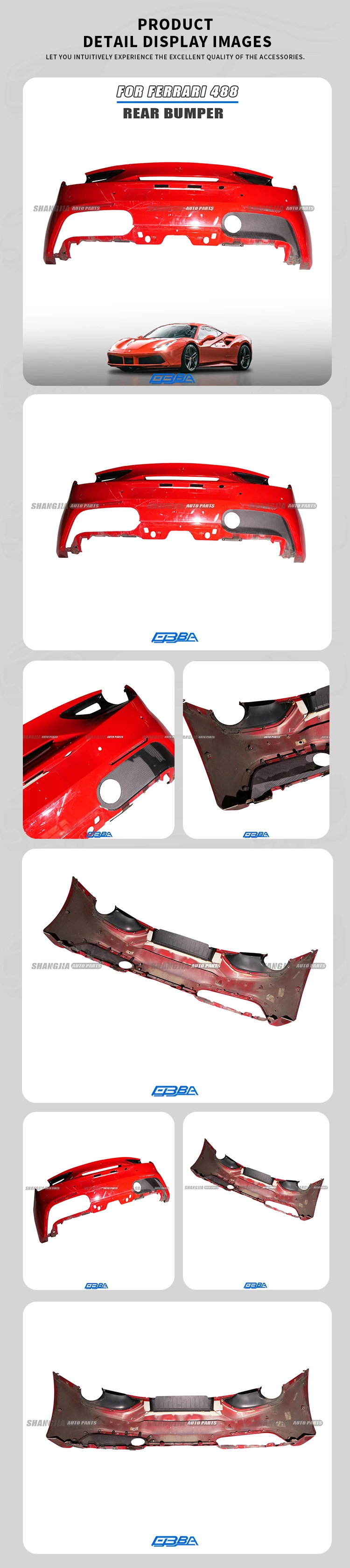 product genuine original material rear bumper for ferrari 488 gtb sipder pista 86637810 car bumpers346-3