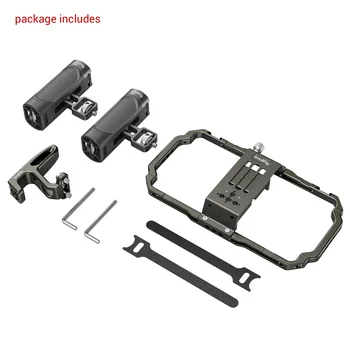 SmallRig-3155 Universal Handle Handgrip Mobile Phone Video Phone Grip Cage for iphone Aluminium Alloy Features 2 Cold Shoe Mount detail image