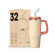 40oz custom flask Thermal new design morden large capacity customizable outdoor portable mug tumbler with handle and straw