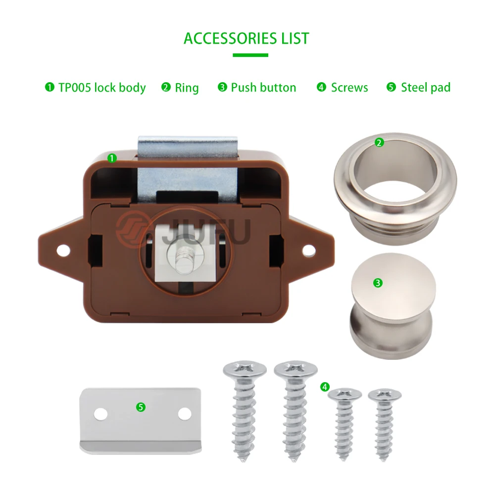 10 Stuks Push Lock Slot, Button Catch, Keyless Camper Vergrendeling Drukknopvergrendeling Voor Campers Jachten Boten Camper Campingkast Caravan Chroom 2366408226