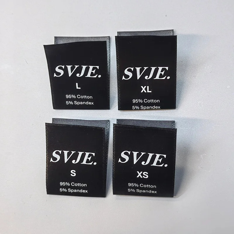 Wholesale Garment QR Code Label Custom Printed Satin 100% Polyester Cotton High Quality Clothing Tag Wash Care Label for T-shirt