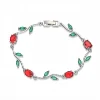 white gold red  diamond tulip bracelet