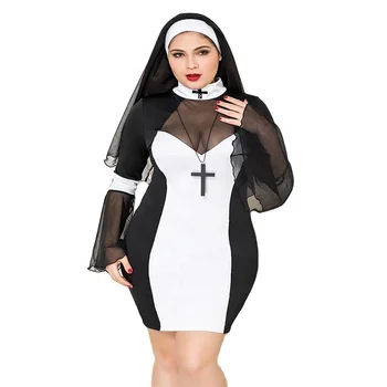 Plus Size Sexy Nun Uniform For Sexy Lingerie Cosplay Nun Costume ...