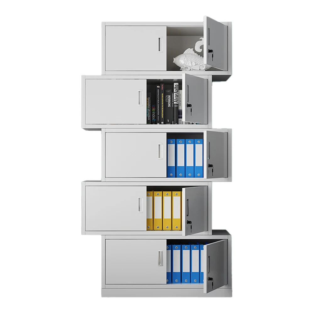 Metal 5-Layer Filing Cabinet with Lockable Doors and Heavy-Duty Construction for Office Use