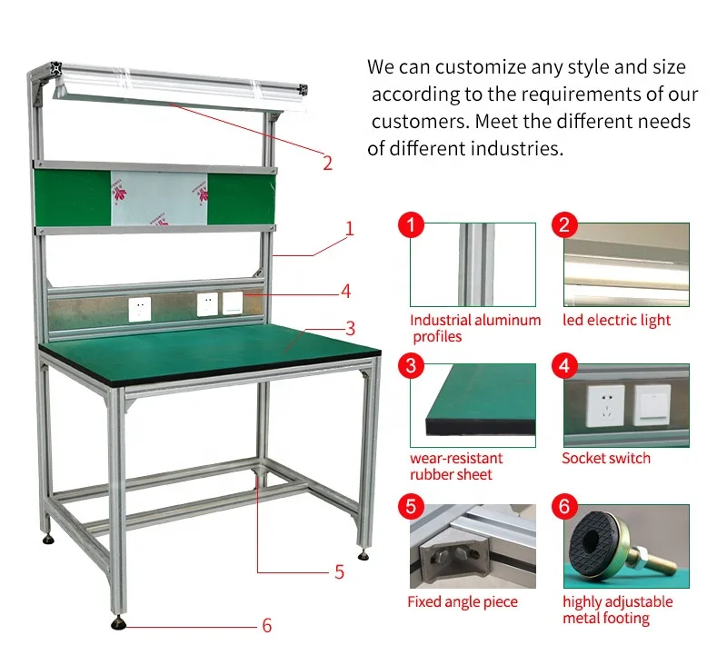 Factory Heavy Duty 10ft Esd Workshop Tool Lab Steel Phone Computer Repair Laboratory Assembly Line Aluminum Workbench
