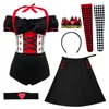 Black Complete set (bodysuit+skirt+collar+headband+socks)