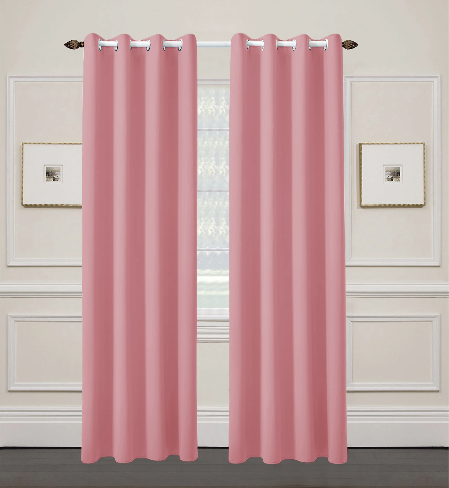 Amity Solid Blackout Curtains Custom Color Brown Blue Polyester Room Window Curtains for the Living Room