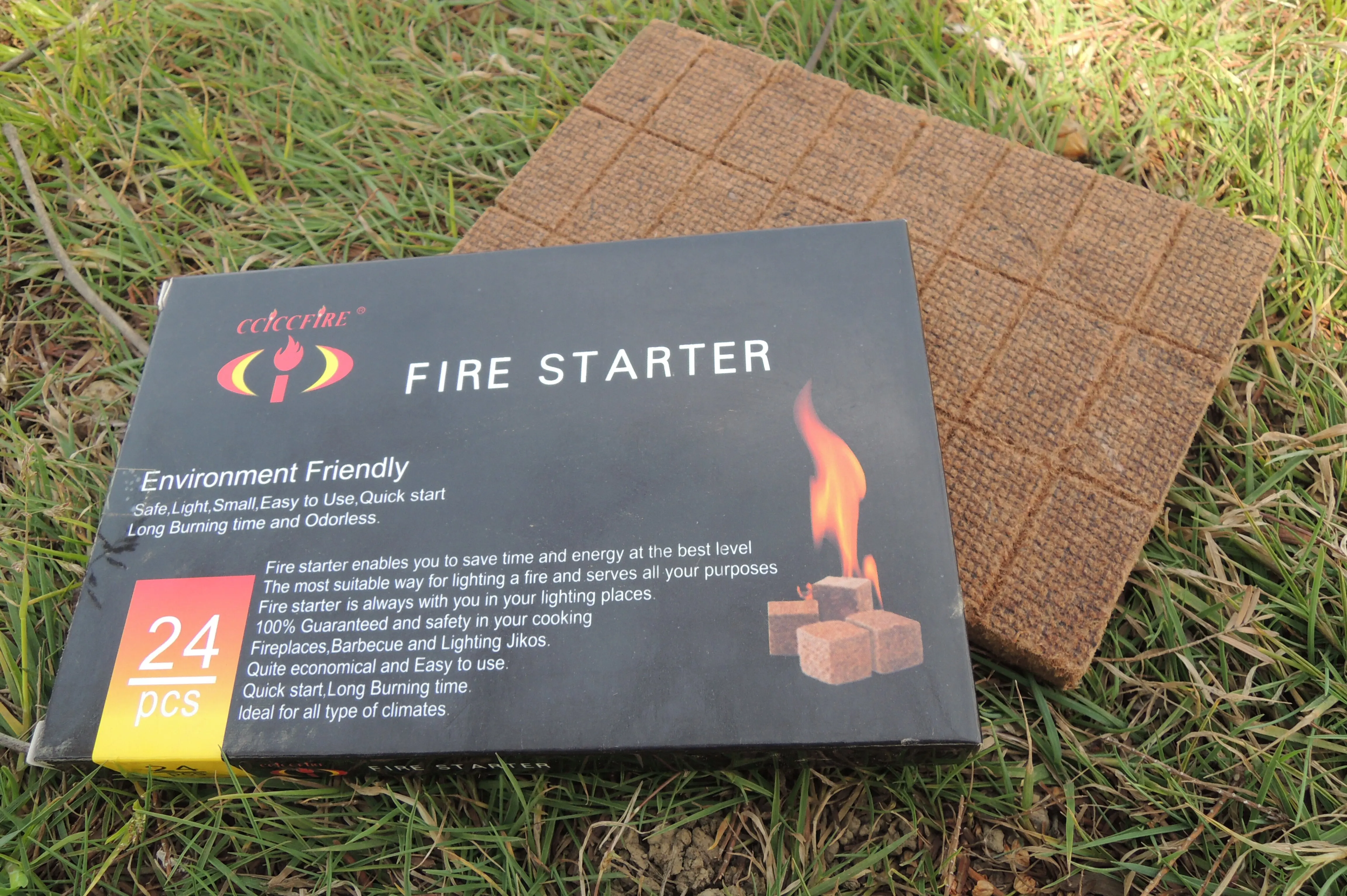 Natural Wood Fiber Fire Starter Cubes with Paraffin Wax Mesh Accessory for Fireplace Barbecue Survival Gear