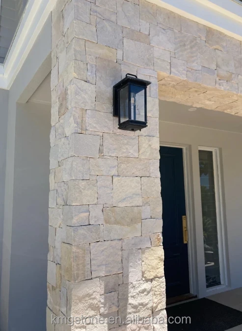 KMG Modern White Sandstone Castle Shape Wall Cladding Free Form Natural ...