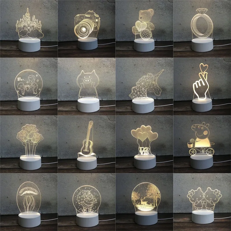 Anime Customized Pattern Bear Lamp 3D Illusion Holiday Gift Table Lamp Home Decoration LED Lamp Kids 3d Night Light RGB Touch