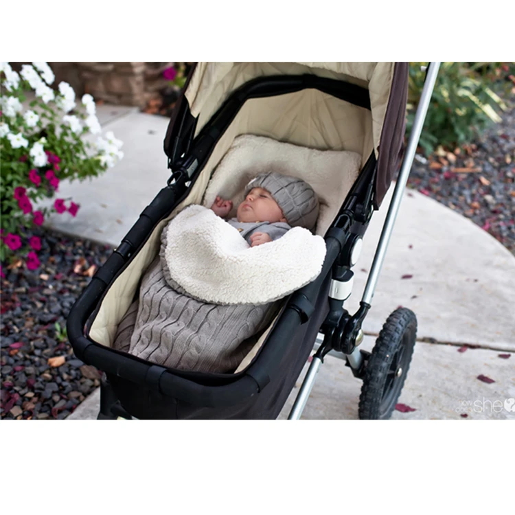 Детский открытый одеяло вязаный теплый пеленать спальный мешок для коляски