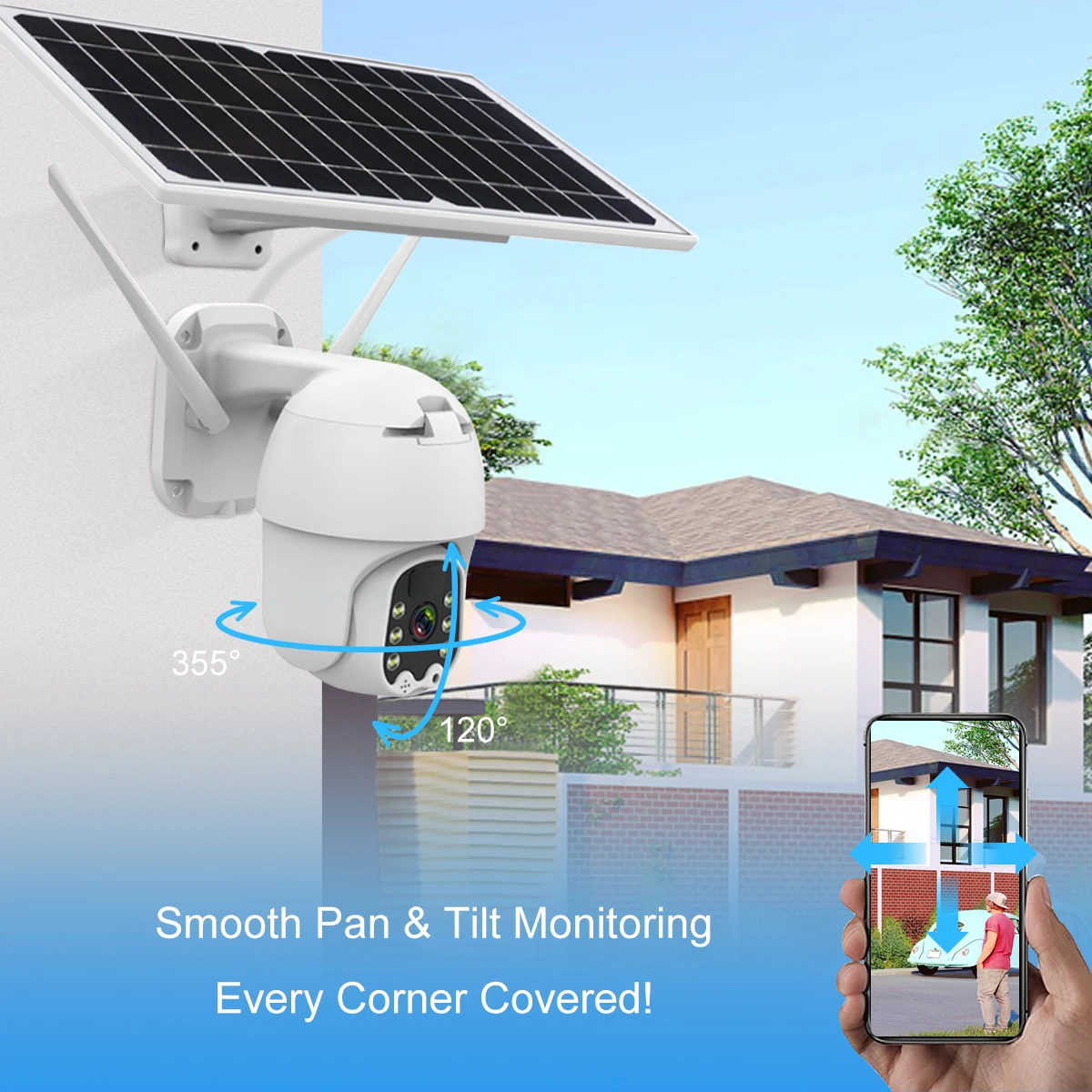 UBOX 2mp Sim Card Outdoor Solar Powered Wireless 4g Solar PTZ Wifi IP CCTV Camera