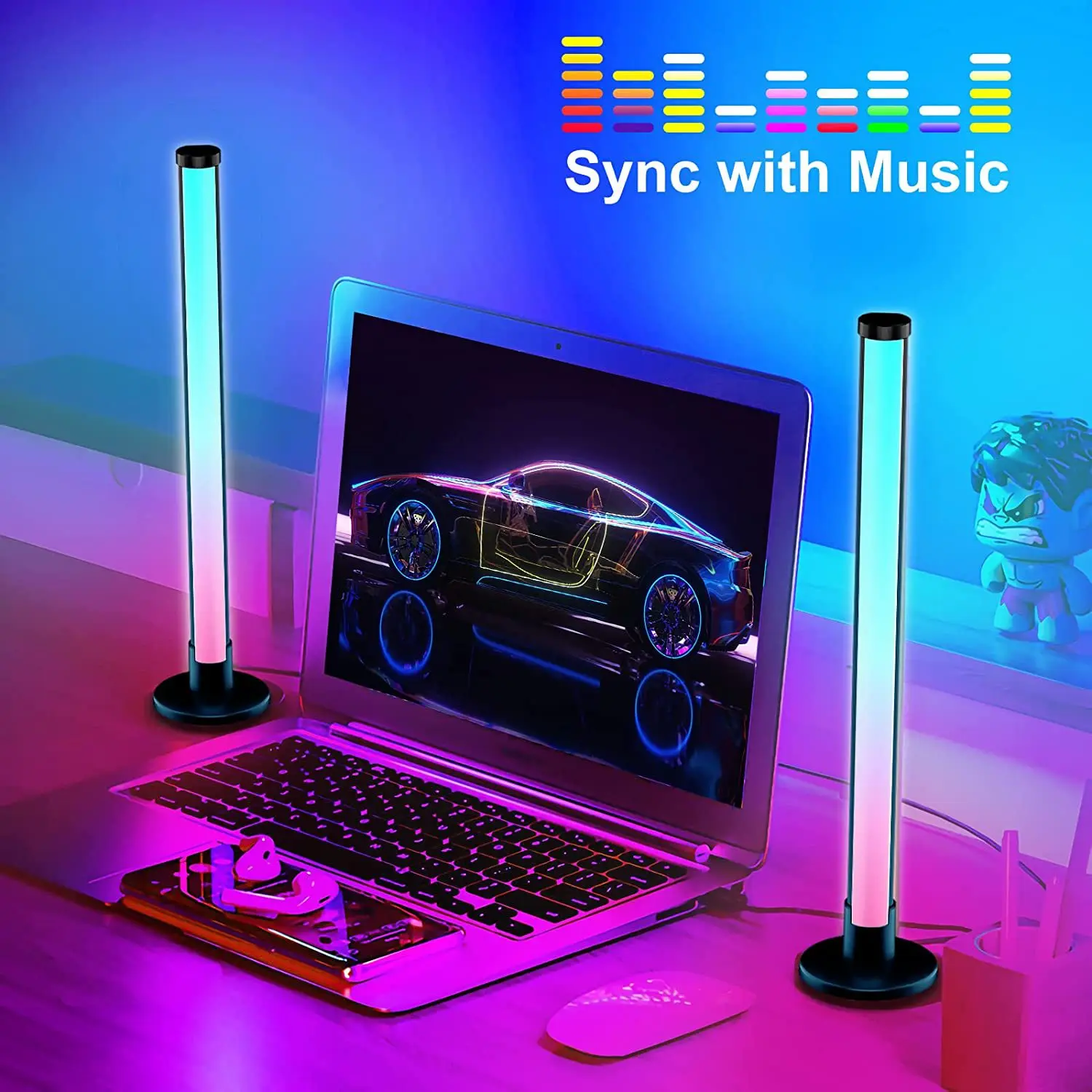 product hot selling 2 pack app control smart rgb light bar rhythm recognition music light ambient light for tv-37