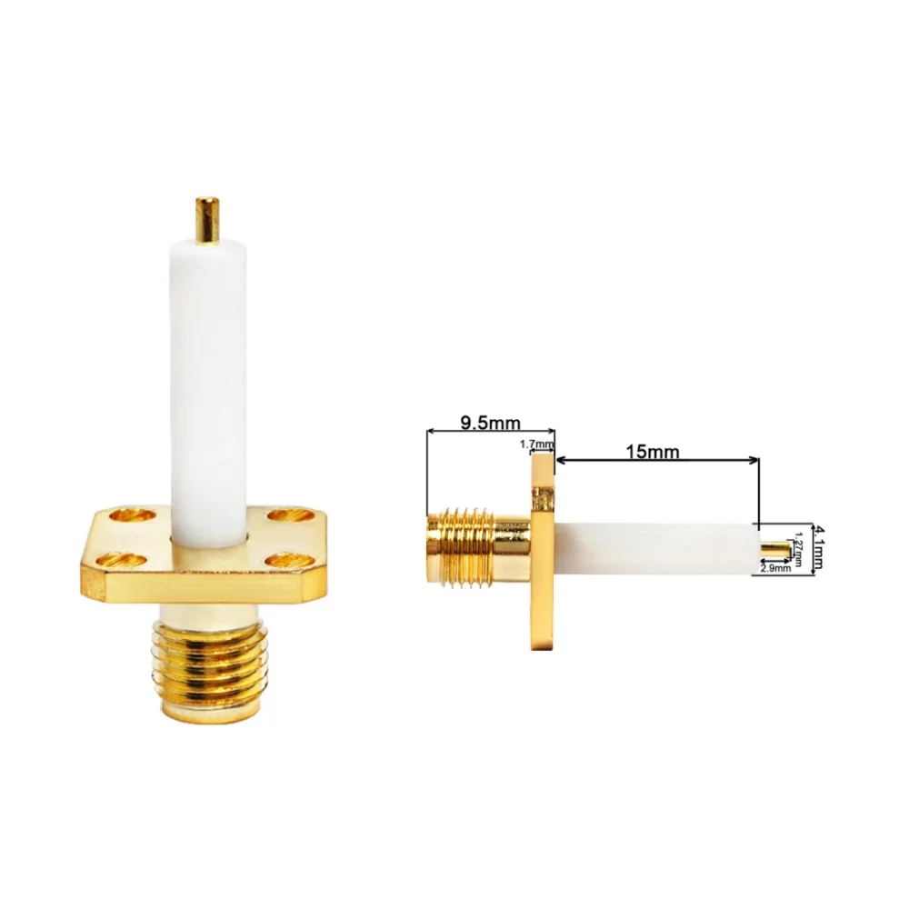 50ohm SMA-KFD15 RF Connectors SMA Female Jack 4 Holes Flange Panel Mount Socket RF Coaxial Dapters Converter Mountable Connector