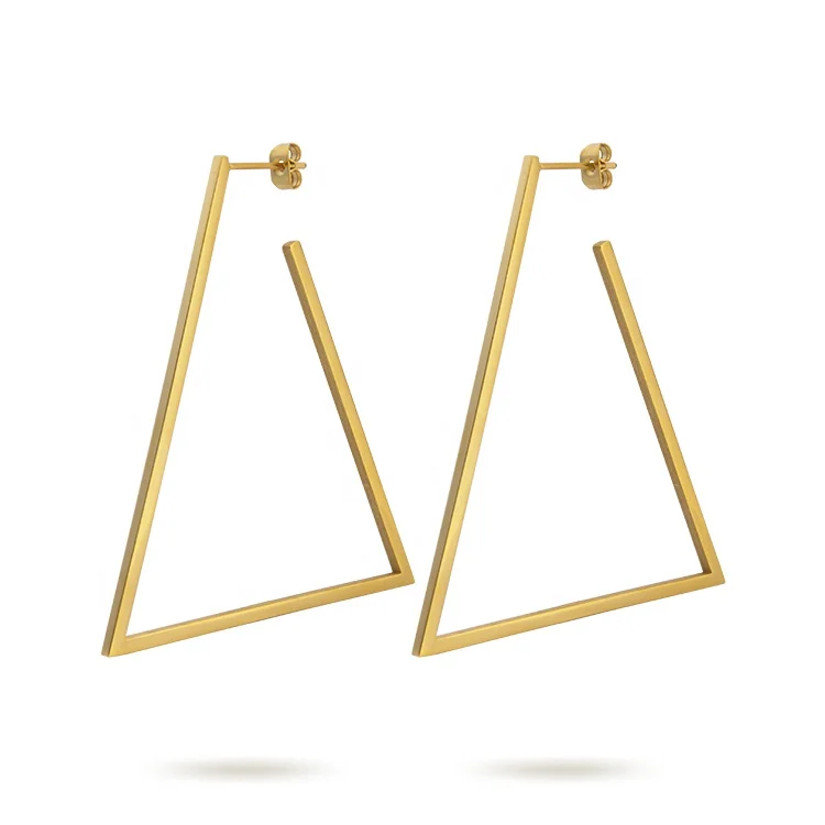 Creative Inverted Triangle Stainless Steel Dangle Earrings 18k Gold Plated  Jewelry Women Accessories 1pair - Jewelry & Accessories - Temu
