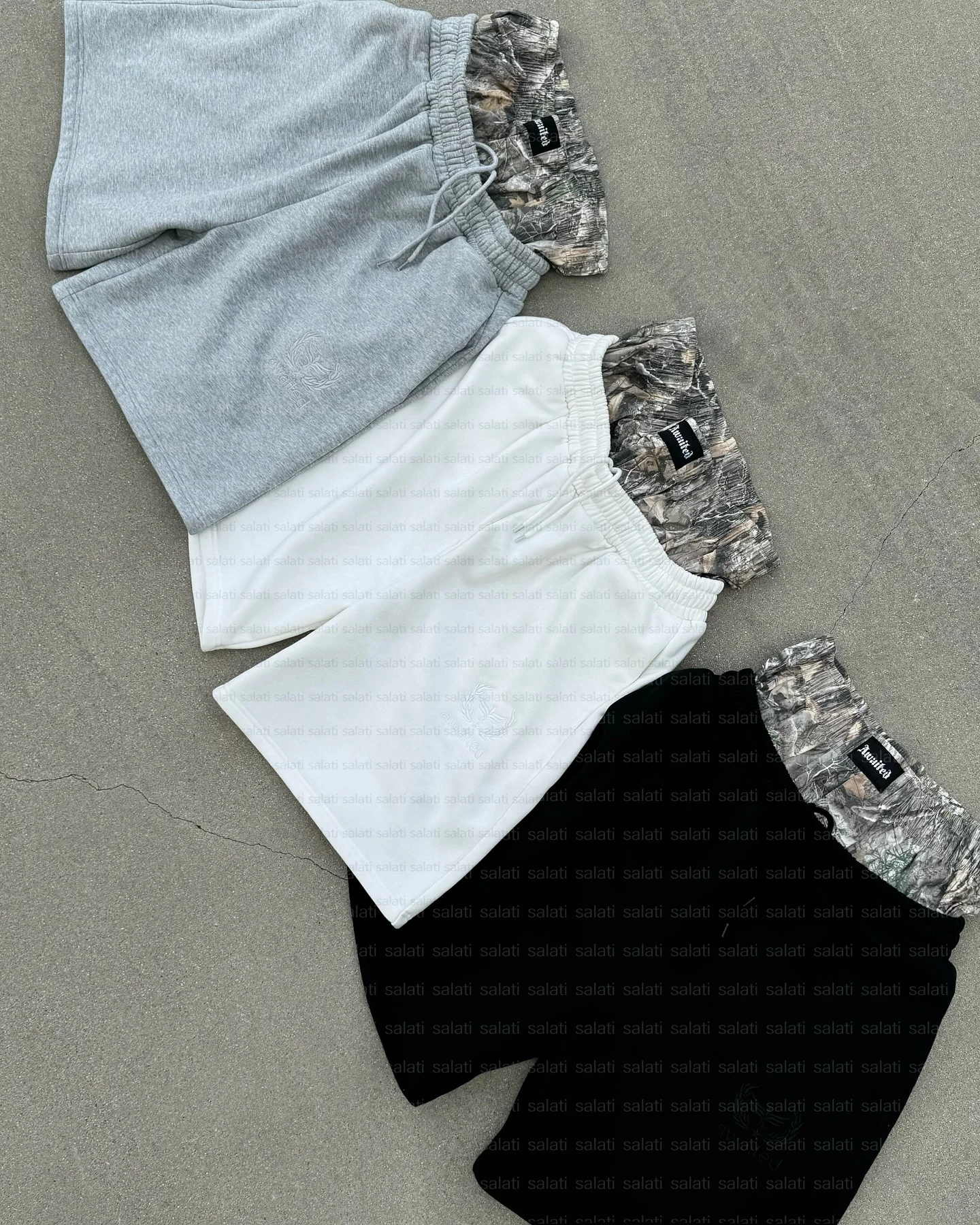 Custom Summer Streetwear Track Jogger Sweat Short Embroidery Unisex Fleece Cotton Double Camo Waisted Oversized Baggy Shorts Men gallery 9