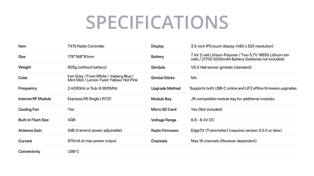 Radiomaster TX15 Radio Controller V5.0 Hall Sensor Gimbals (ELRS / M2) Remote Control 12