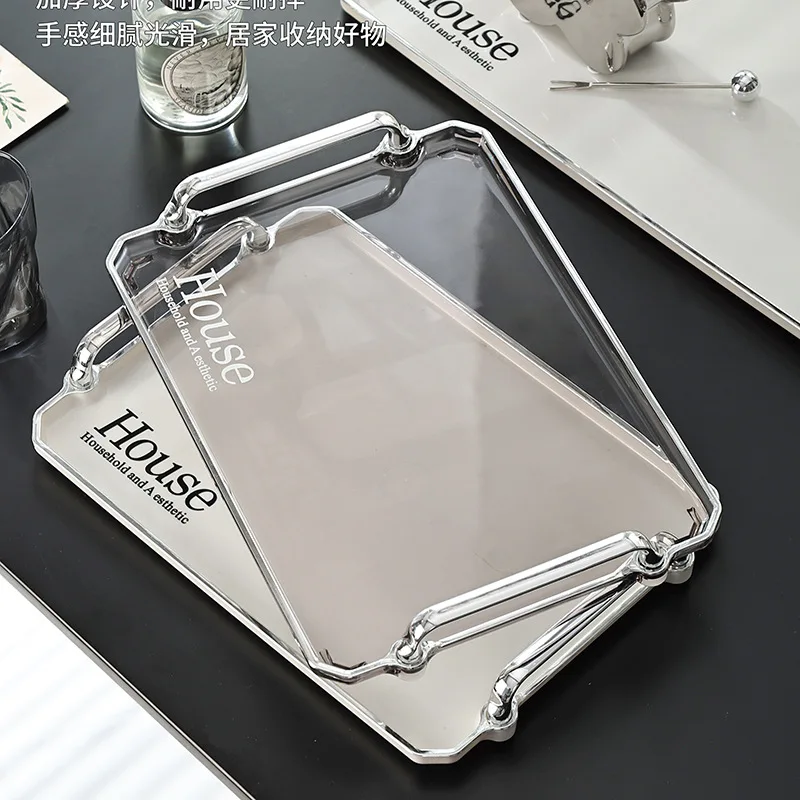 Creative Rectangle Storage Trays Home Decor Luxury Living Room Table Ornaments Kitchen Accessories Plastic Crafts Tea Trays Gift