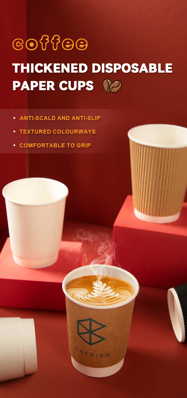 Wholesale Factory 12oz 16oz 24oz Customized Cold Hot Beverage Paper Cup