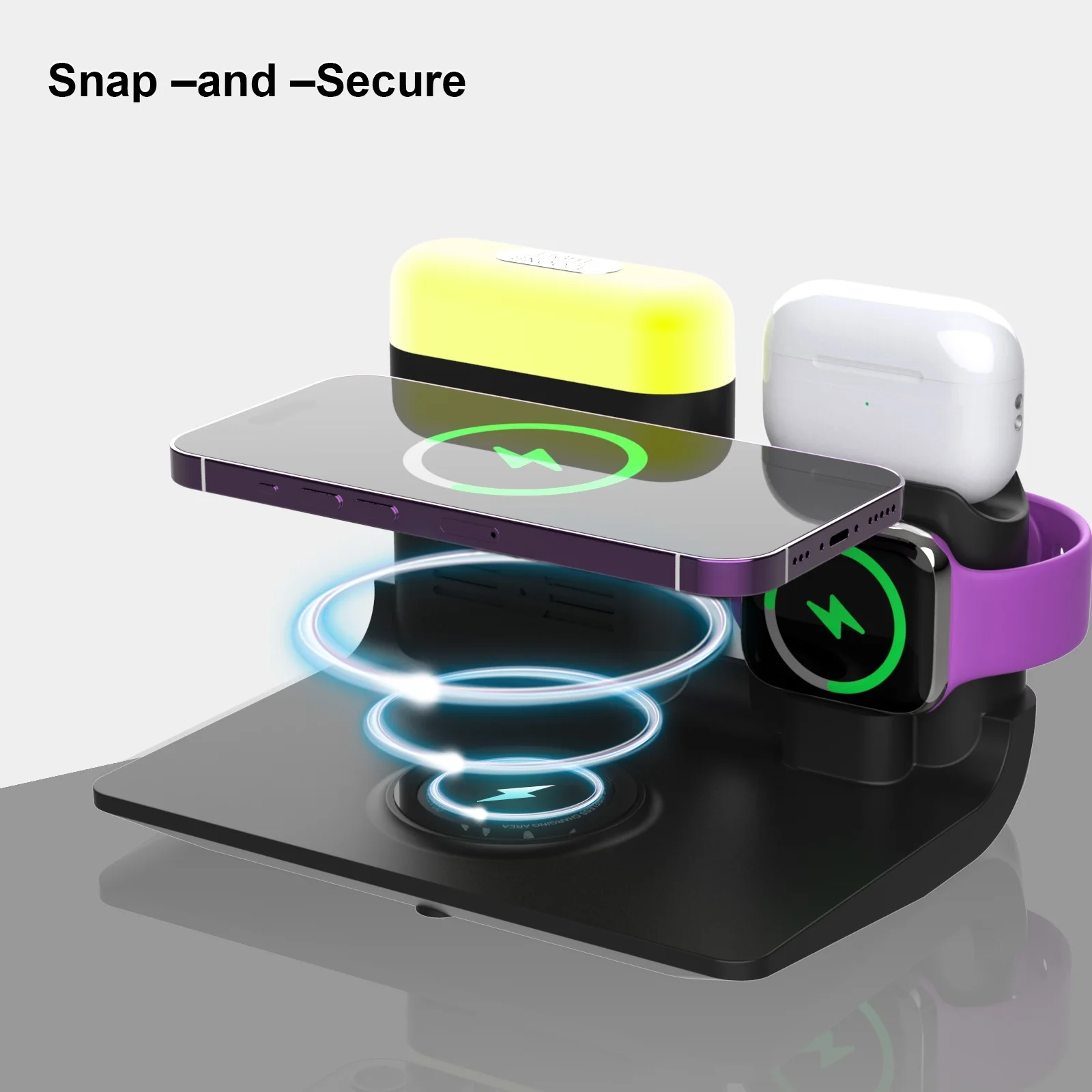 5-in-1 Multifunctional LED Light Electric Phone Charging Station New Product Multiple Device Adapted Chargers Adapters Wholesale