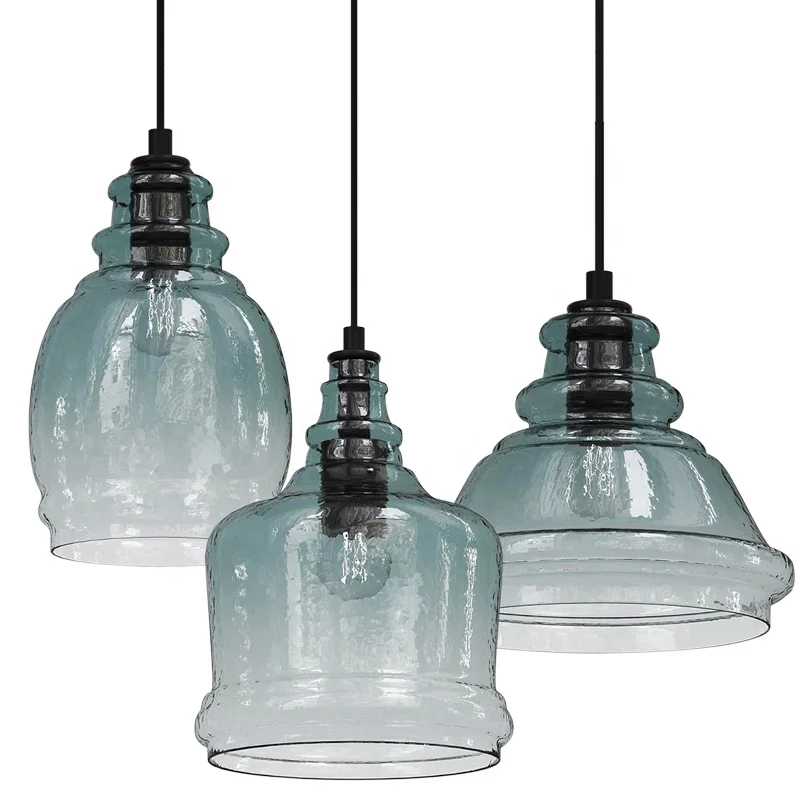 Стеклянная железная люстра американская лампа для обеденного стола простая ресторанная барная прямая промышленная Коммерческая Горячая горшок магазин