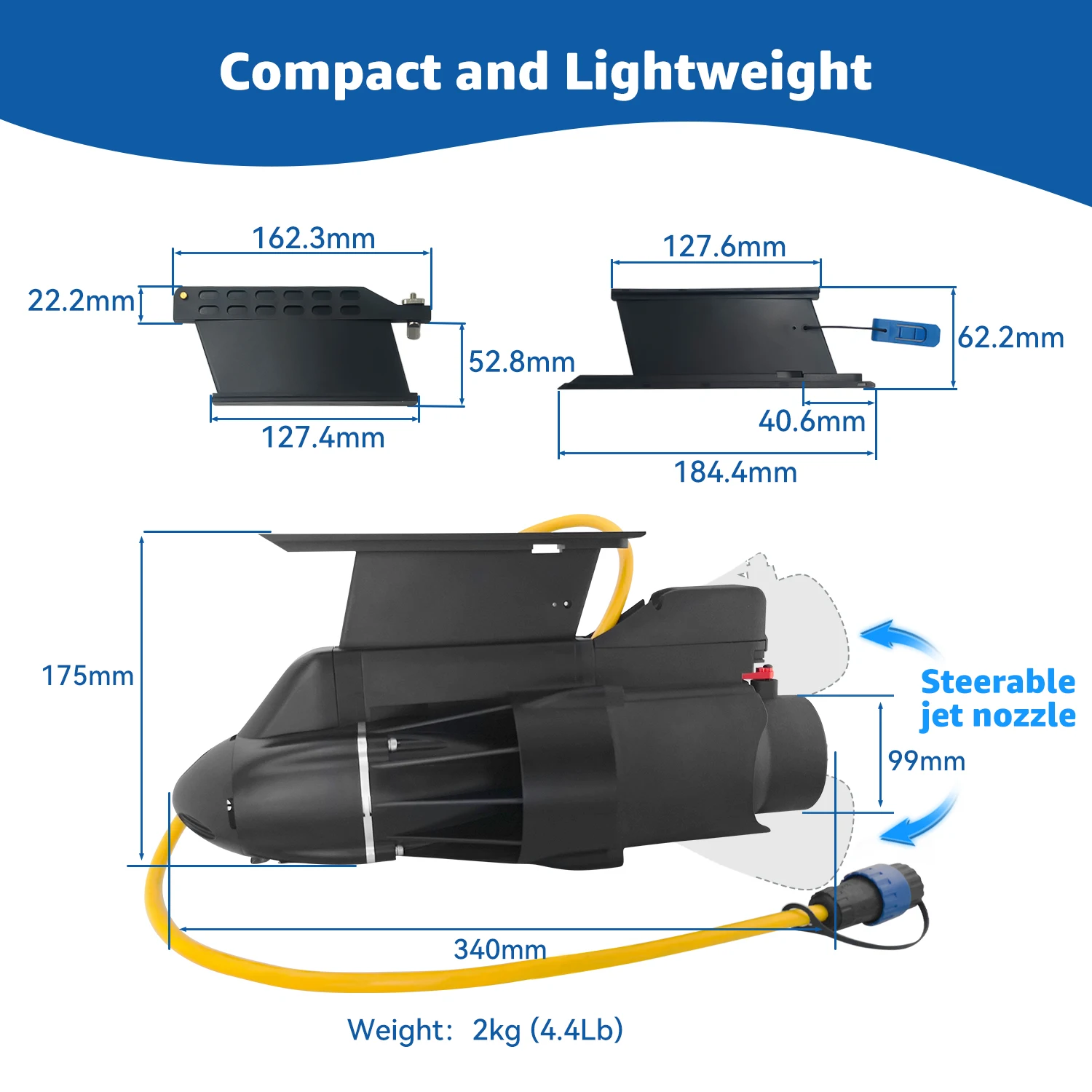 Propulseur sous-marin sans balais 300 KV 12 V-24 V Hélice pour bateau, kayak, pêche, accessoires de sports nautiques (CW