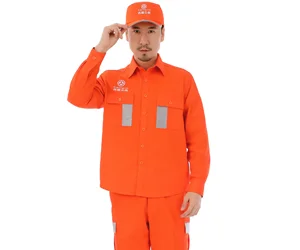TC Fabric Custom Identification Reflective Strip Orange Safety Overall Factory Work Clothes